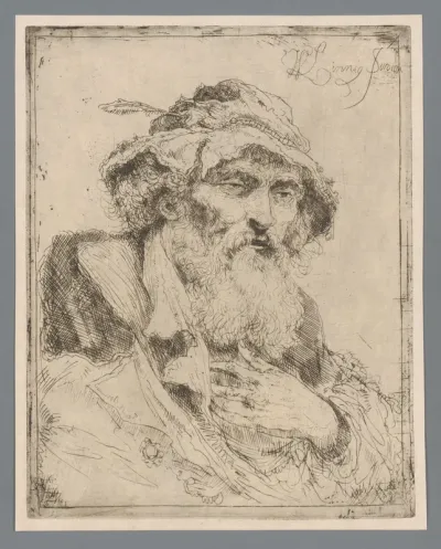 Portret van een onbekende bebaarde man met hoed