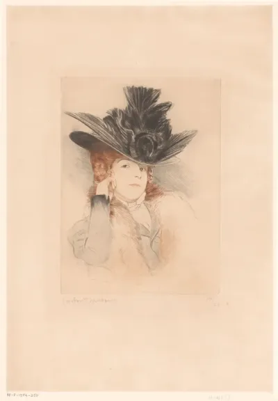 Portret van een onbekende dame met hoed