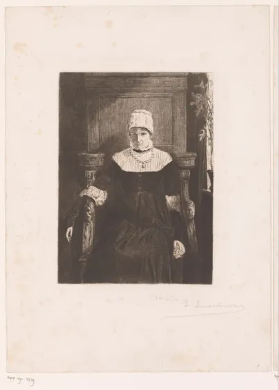 Portret van een onbekende dame, zittend aan het raam