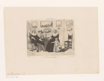 Portret van een onbekende familie in een huiskamer