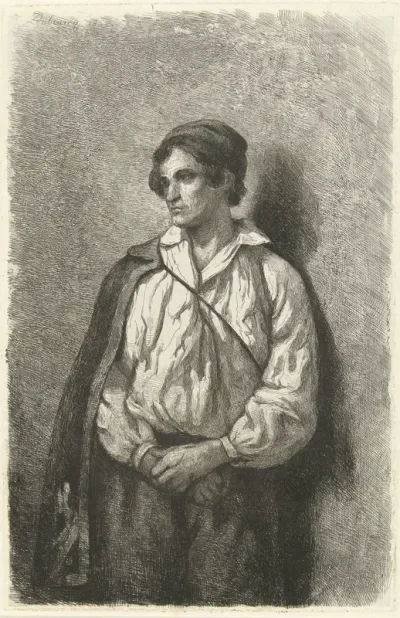 Portret van een onbekende jonge man met muts en cape
