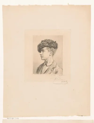 Portret van een onbekende jongeman met muts