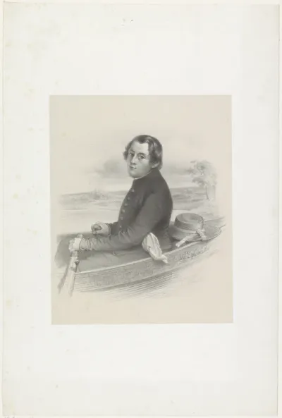 Portret van een onbekende jongen in een boot