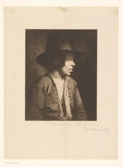 Portret van een onbekende jongen met hoge hoed
