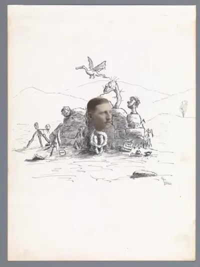 Portret van een onbekende man als prehistorische mens