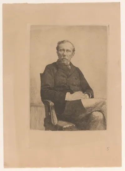 Portret van een onbekende man gezeten in een stoel