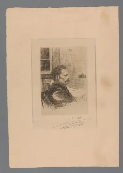 Portret van een onbekende man in een interieur