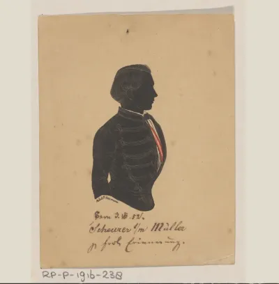 Portret van een onbekende man in kostuum met de naam Scheurer
