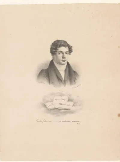 Portret van een onbekende man met drie opengeslagen boeken