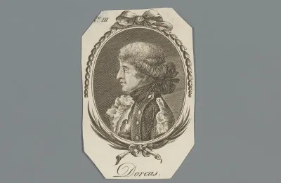 Portret van een onbekende man met een pruik als "Dorcas"