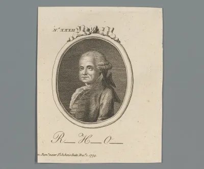 Portret van een onbekende man met een strik in zijn pruik