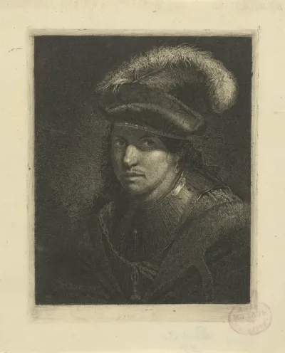 Portret van een onbekende man met gepluimde baret