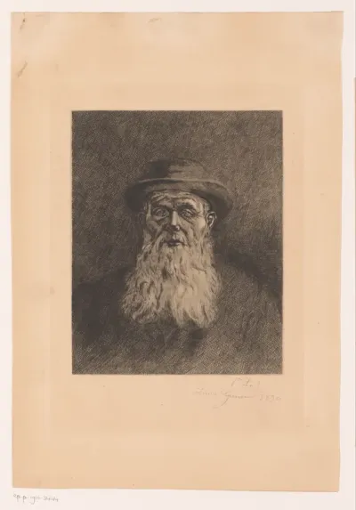 Portret van een onbekende man met hoed en baard