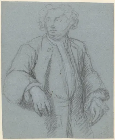 Portret van een onbekende man met lange jas, driekwart naar links