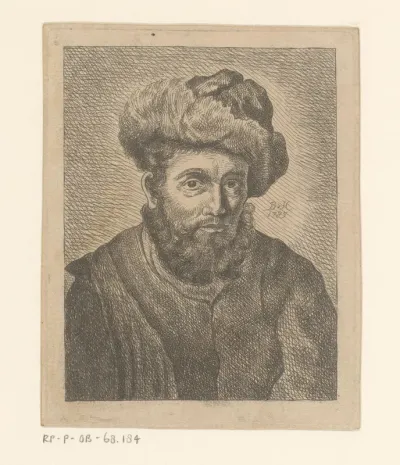 Portret van een onbekende man met muts, mogelijk een rabbijn
