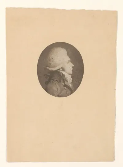 Portret van een onbekende man met pruik en oorbel, in profiel