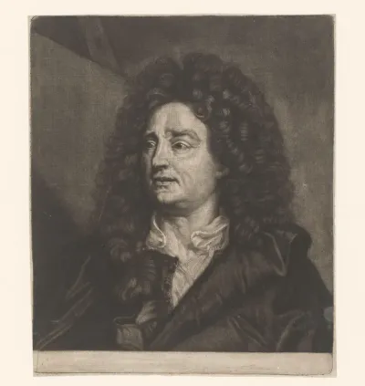 Portret van een onbekende man met pruik, mogelijk een schilder
