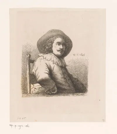 Portret van een onbekende man op een stoel