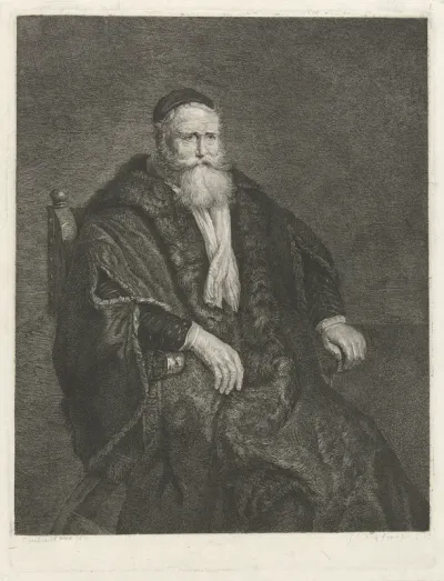 Portret van een onbekende oude man in een leunstoel