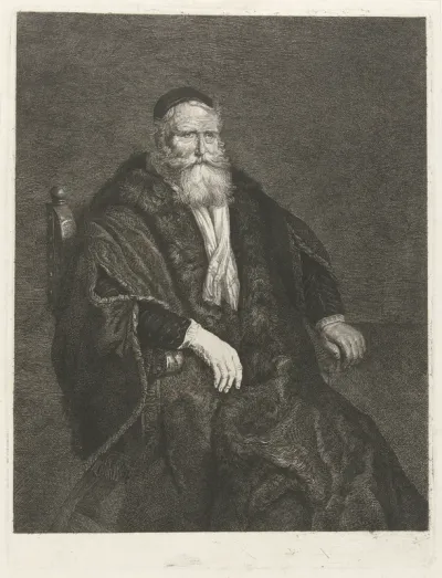 Portret van een onbekende oude man in een leunstoel