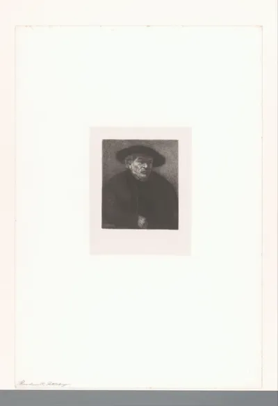 Portret van een onbekende oude man met baret