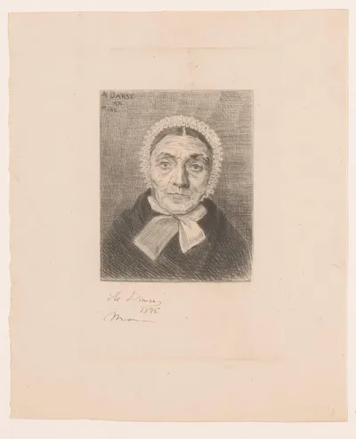 Portret van een onbekende oude vrouw met witte muts