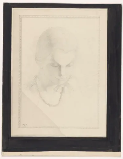 Portret van een onbekende peinzende vrouw