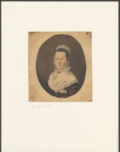 Portret van een onbekende vrouw in een jurk van sits
