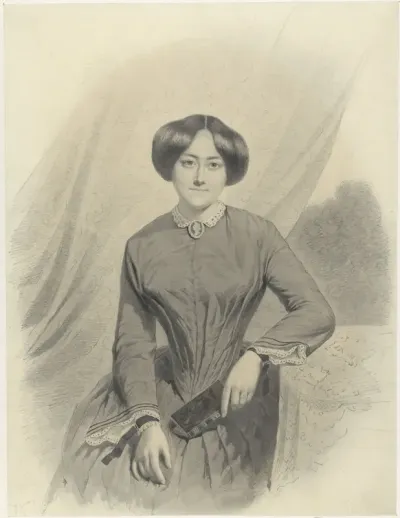 Portret van een onbekende vrouw met boek