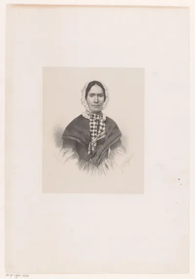 Portret van een onbekende vrouw met geruite shawl