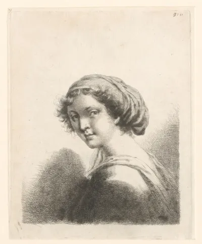 Portret van een onbekende vrouw met hoofddoek