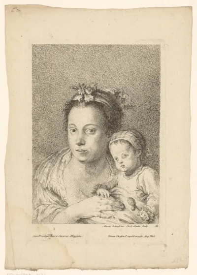 Portret van een onbekende vrouw met kind