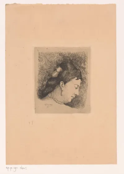 Portret van een onbekende vrouw met parelketting