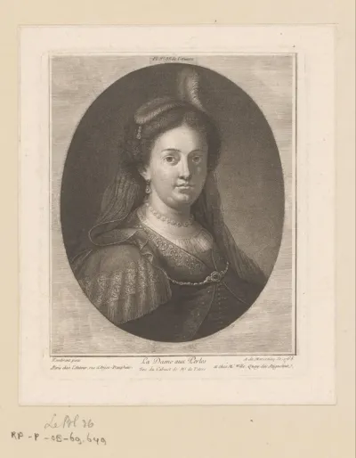 Portret van een onbekende vrouw met parelsnoer