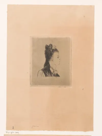 Portret van een onbekende vrouw met strik in het haar