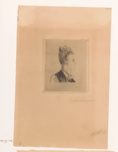 Portret van een onbekende vrouw met strik in het haar
