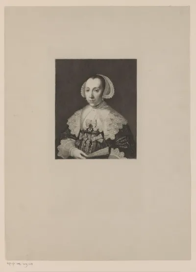 Portret van een onbekende vrouw met waaier