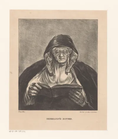 Portret van een oude lezende vrouw