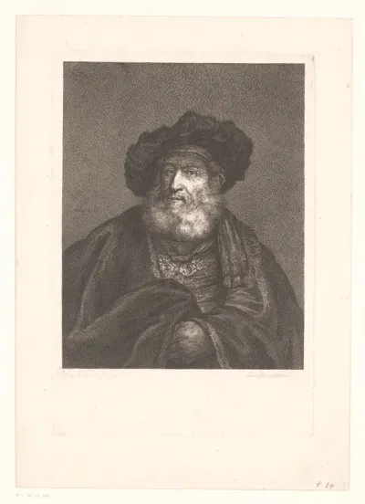 Portret van een oude man met baard en hoed