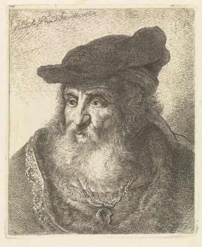 Portret van een oude man met baret