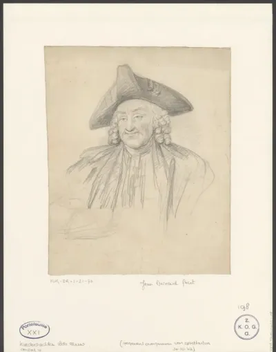 Portret van een oude man met driekantige steek