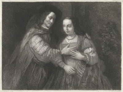 Portret van een paar als Oud-Testamentische figuren, genaamd 'Het Joodse bruidje'