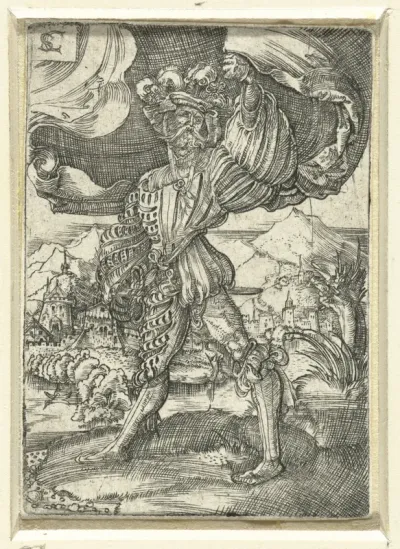 Portret van een staande man, mogelijk de vader van de kunstenaar