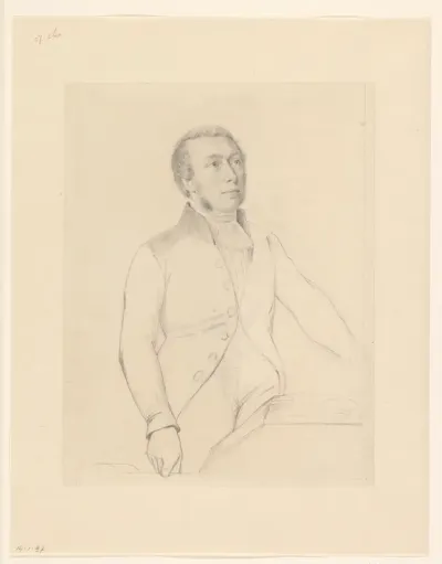 Portret van een staande predikant op de preekstoel, voor een geopende Bijbel