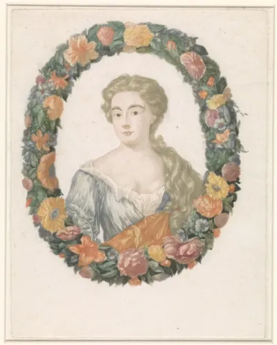 Portret van een vrouw in bloemenkrans