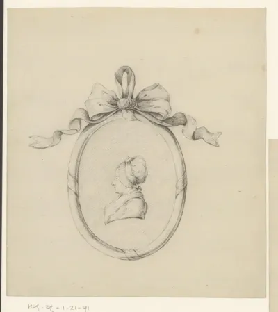 Portret van een vrouw in een medaillon, mogelijk de zus van Jean Bernard