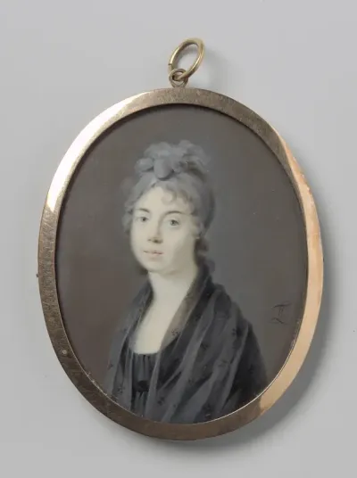 Portret van een vrouw met een zwarte sjaal