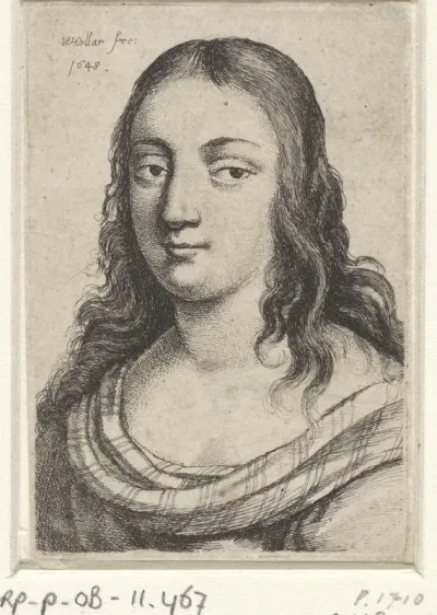 Portret van een vrouw met gestreepte sjaal