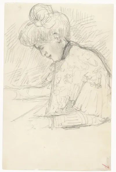 Portret van een vrouw, van opzij