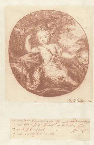 Portret van een zittend kind met een vogeltje